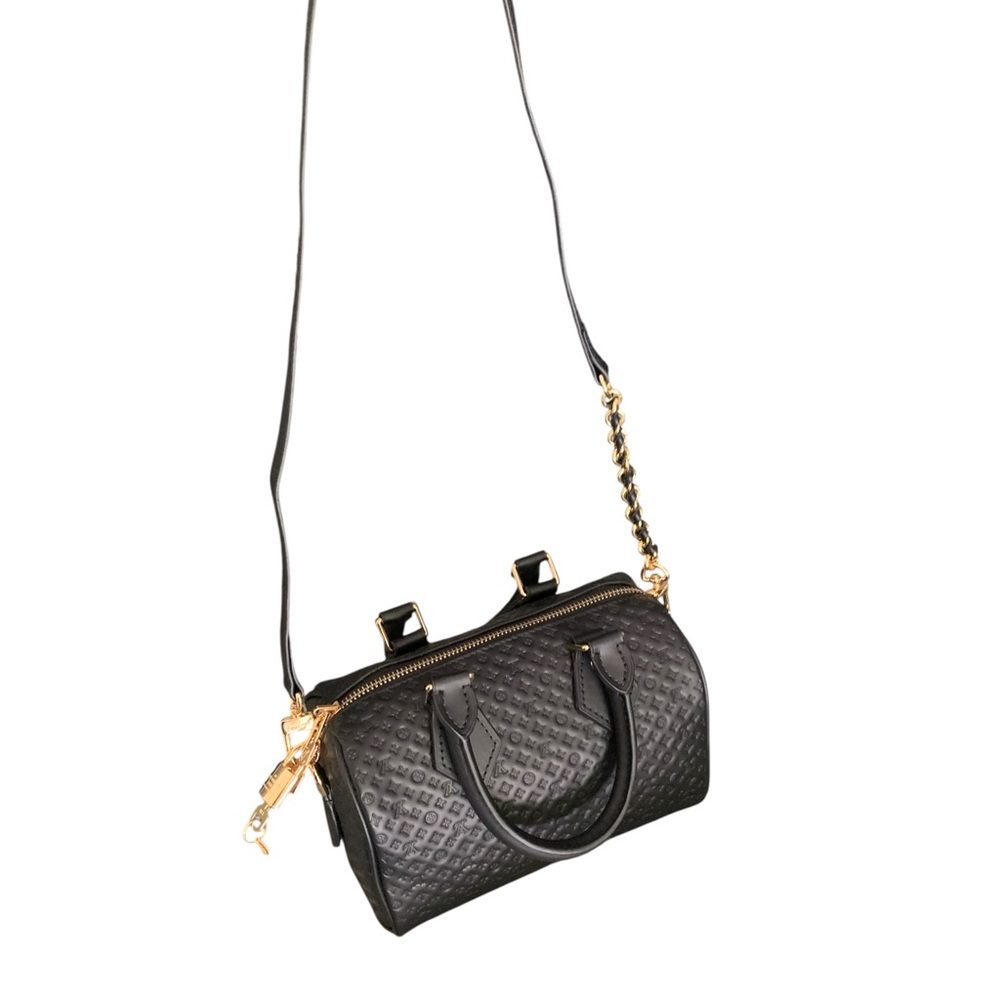 🆕Louis Vuitton Style NanoGram Monogram Embossed Leather Speedy Bandouliere 20🆕 - Picture 2 of 13